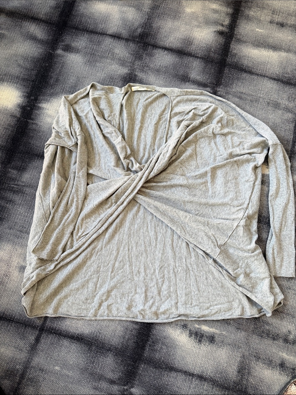 All Saints Light Gray Twist-Front Tunic Top